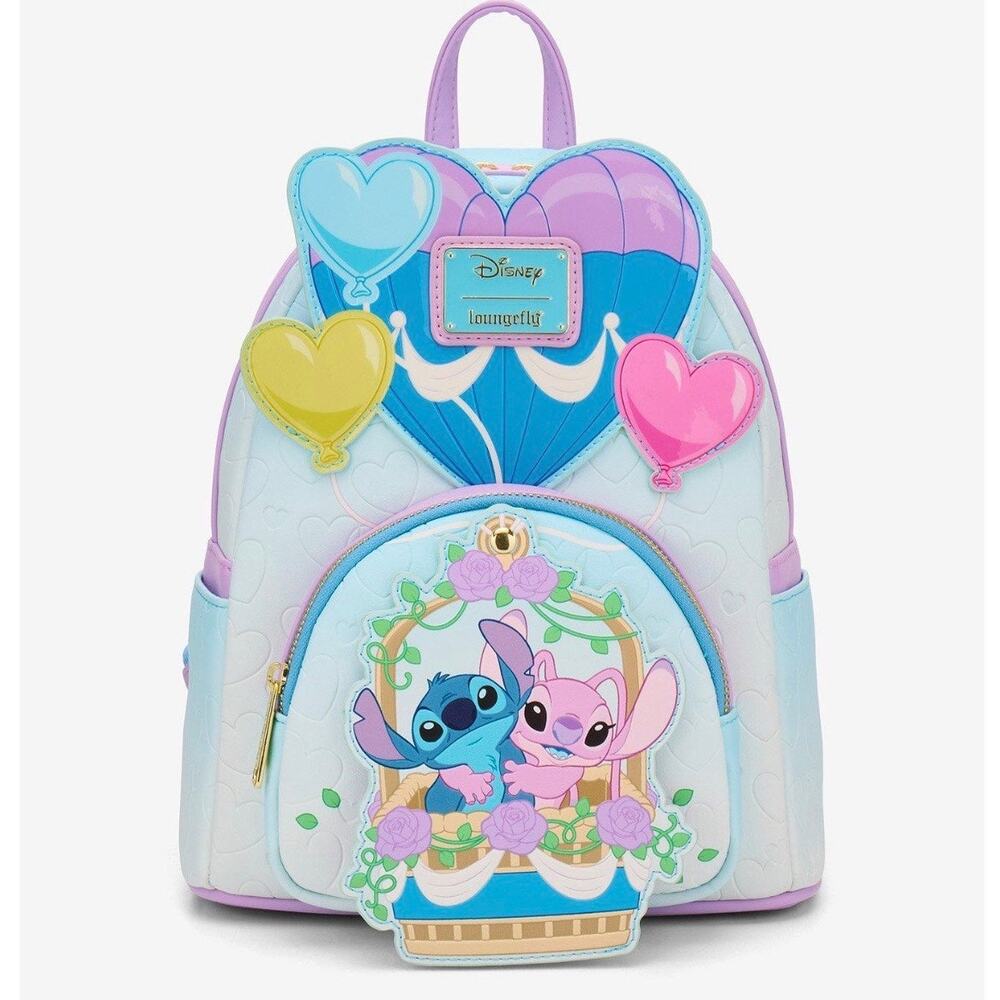 Loungefly Disney Stitch & Angel Hot Air Balloon Mini Backpack NWT
